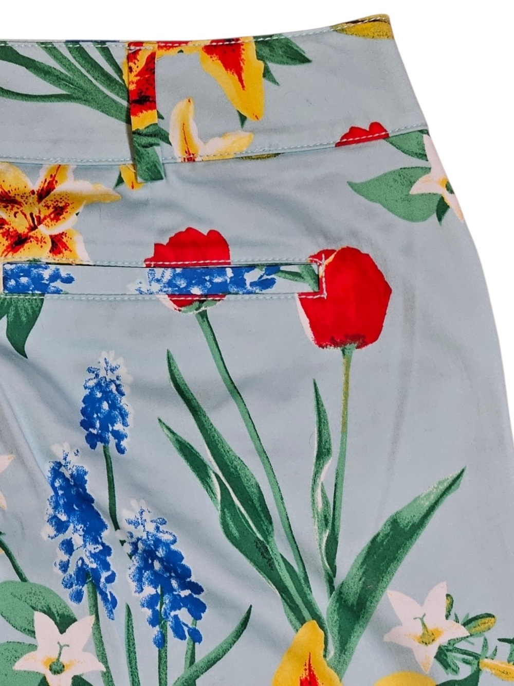 NY&Co Light Blue Floral Crop Pants - Picture 6 of 7